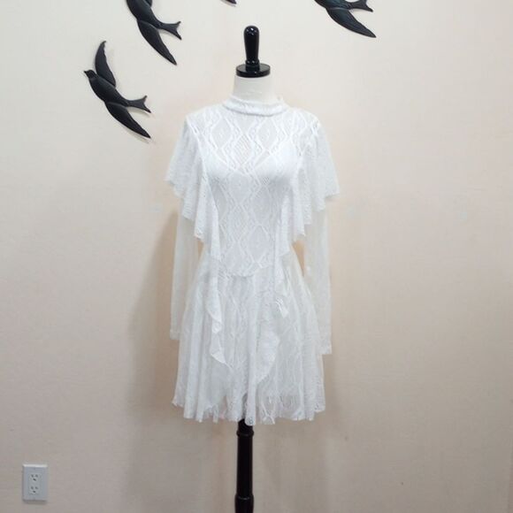 Free People Rock Candy Lace Mock Neck Dress Ivory Size XS NWT $128 Retail - Picture 4 of 15